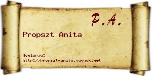 Propszt Anita névjegykártya